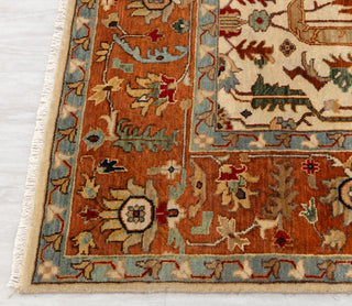 Beige Cream Rust Serapi Persian Retro High Quality Hand Knotted 100% Wool Rug, Rug 9625