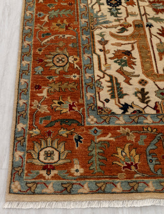 Beige Cream Rust Serapi Persian Retro High Quality Hand Knotted 100% Wool Rug, Rug 9625