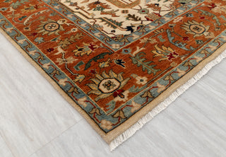 Beige Cream Rust Serapi Persian Retro High Quality Hand Knotted 100% Wool Rug, Rug 9625
