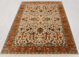 Beige Cream Rust Serapi Persian Retro High Quality Hand Knotted 100% Wool Rug, Rug 9625