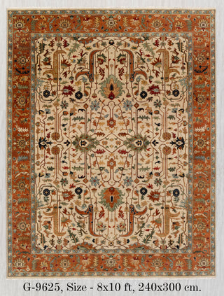 Beige Cream Rust Serapi Persian Retro High Quality Hand Knotted 100% Wool Rug, Rug 9625
