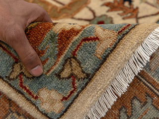 Beige Cream Rust Serapi Persian Retro High Quality Hand Knotted 100% Wool Rug, Rug 9625