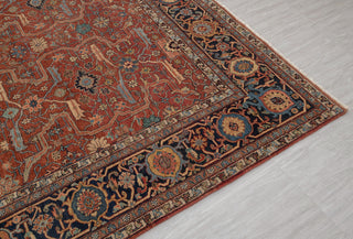 Retro Mahal Classic High Quality Wool Area Rug, Color-Red/Navy...Multiple Sizes Available