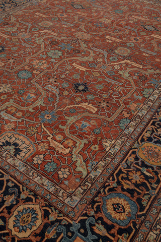 Retro Mahal Classic High Quality Wool Area Rug, Color-Red/Navy...Multiple Sizes Available