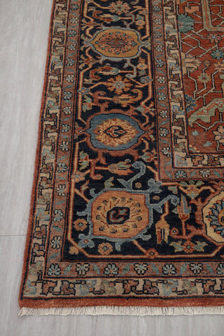 Retro Mahal Classic High Quality Wool Area Rug, Color-Red/Navy...Multiple Sizes Available