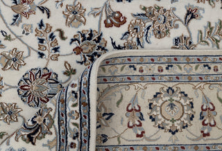 Ivory Cream High Quality Hand Knotted Persian Design Indo Nain Tabriz Wool Silk Rug-G-5429
