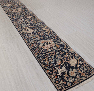 2.08X15.03 J.Blue Bird Modern Birds Scene Oushak Soft Shiny Look Hand Knotted Hand Spun Wool Rug JC-828