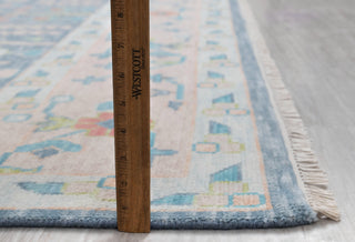 Blue Pink Garden Pine Tree Of life Rug Modern Oushak Rug Premium Wool Hand Knotted Turkish Inspired, #2524