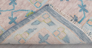 Blue Pink Garden Pine Tree Of life Rug Modern Oushak Rug Premium Wool Hand Knotted Turkish Inspired, #2524