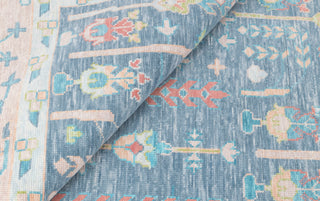 Blue Pink Garden Pine Tree Of life Rug Modern Oushak Rug Premium Wool Hand Knotted Turkish Inspired, #2524
