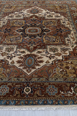 Rust Coral Serapi Classic Persian Retro high Quality Rug Hand Knotted 100% Wool Rug