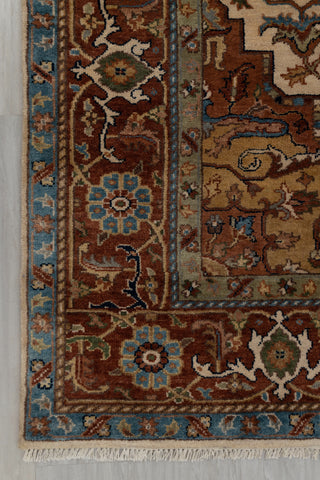 Rust Coral Serapi Classic Persian Retro high Quality Rug Hand Knotted 100% Wool Rug