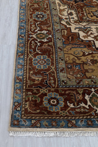Rust Coral Serapi Classic Persian Retro high Quality Rug Hand Knotted 100% Wool Rug