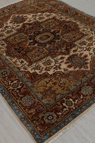 Rust Coral Serapi Classic Persian Retro high Quality Rug Hand Knotted 100% Wool Rug