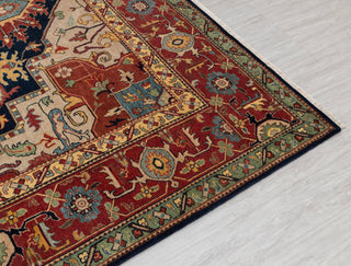 9x12 Blue Red Antique Serapi Classic Persian Bidjar high Quality Rug Hand Knotted 100% Wool Rug, Rug G-3113