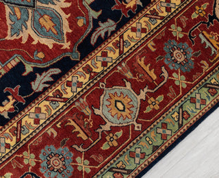 9x12 Blue Red Antique Serapi Classic Persian Bidjar high Quality Rug Hand Knotted 100% Wool Rug, Rug G-3113