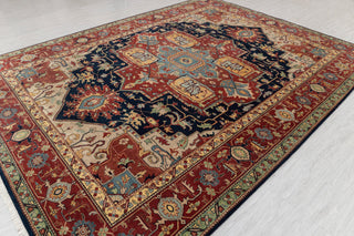9x12 Blue Red Antique Serapi Classic Persian Bidjar high Quality Rug Hand Knotted 100% Wool Rug, Rug G-3113