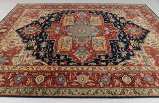 9x12 Blue Red Antique Serapi Classic Persian Bidjar high Quality Rug Hand Knotted 100% Wool Rug, Rug G-3113