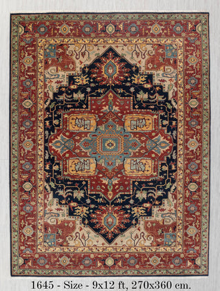 9x12 Blue Red Antique Serapi Classic Persian Bidjar high Quality Rug Hand Knotted 100% Wool Rug, Rug G-3113