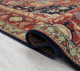 9x12 Blue Red Antique Serapi Classic Persian Bidjar high Quality Rug Hand Knotted 100% Wool Rug, Rug G-3113