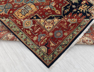 9x12 Blue Red Antique Serapi Classic Persian Bidjar high Quality Rug Hand Knotted 100% Wool Rug, Rug G-3113