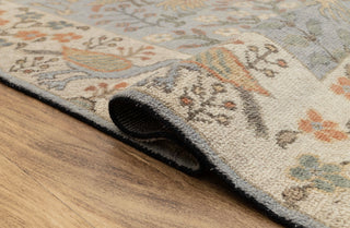 Blue Cream Birds Garden Oushak Soft Hand Knotted Hand Spun Wool Rug #1140