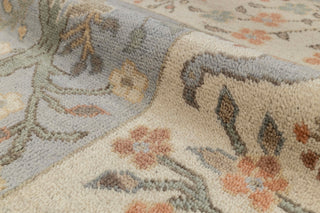 Blue Cream Birds Garden Oushak Soft Hand Knotted Hand Spun Wool Rug #1140