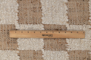 Checkered Natural Wool Jute Ivory High Quality Hand Woven Premium Quality Boho Style Rug, Moroccan Bohemian Decor Inspired- TN-94