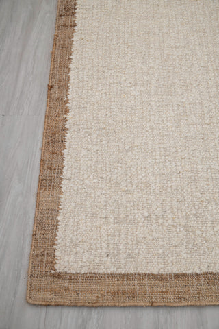 Natural Wool Jute Ivory Solid Plain High Quality Hand Woven Premium Quality Boho Style Rug, Moroccan Bohemian Decor Inspired- TN-95