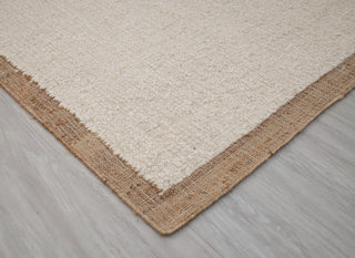 Natural Wool Jute Ivory Solid Plain High Quality Hand Woven Premium Quality Boho Style Rug, Moroccan Bohemian Decor Inspired- TN-95