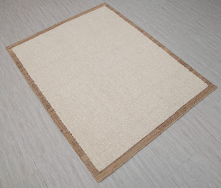 Natural Wool Jute Ivory Solid Plain High Quality Hand Woven Premium Quality Boho Style Rug, Moroccan Bohemian Decor Inspired- TN-95