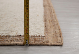 Natural Wool Jute Ivory Solid Plain High Quality Hand Woven Premium Quality Boho Style Rug, Moroccan Bohemian Decor Inspired- TN-95