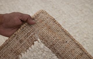Natural Wool Jute Ivory Solid Plain High Quality Hand Woven Premium Quality Boho Style Rug, Moroccan Bohemian Decor Inspired- TN-95
