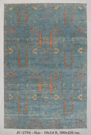 10x14 Classic Persian Blue High Quality Tree of life Modern Designer Hand Knotted Decorative Rug, JC-2794