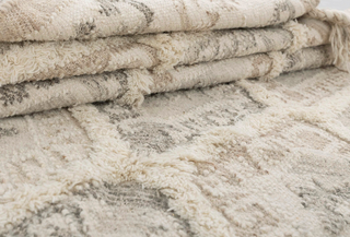 Natural Ivory Wool Moroccan Inspired Rug Hand Woven Bohemian Decor Inspired, Boho Scandinavian Decor-#AS-5