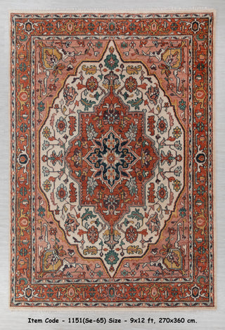 Rust Coral Serapi Classic Persian Retro high Quality Rug Hand Knotted 100% Wool Rug, Rug- Se-65/ Se-57