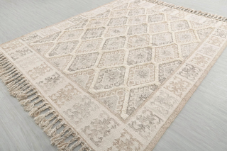 Natural Ivory Wool Moroccan Inspired Rug Hand Woven Bohemian Decor Inspired, Boho Scandinavian Decor-#AS-5