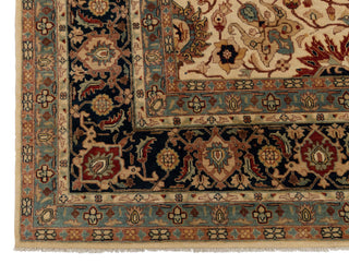 9x12 Cream Navy Persian Design Hadji Jalili Hand Knotted Wool Rug, Classic Decor-5658