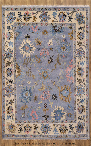 9x12 Blue Oushak Hand Knotted Turkish Style Rug, Colorful Oushak Modern Rugs, #8392