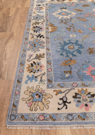 9x12 Blue Oushak Hand Knotted Turkish Style Rug, Colorful Oushak Modern Rugs, #8392