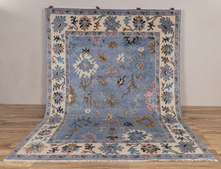 9x12 Blue Oushak Hand Knotted Turkish Style Rug, Colorful Oushak Modern Rugs, #8392