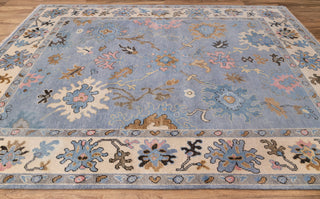 9x12 Blue Oushak Hand Knotted Turkish Style Rug, Colorful Oushak Modern Rugs, #8392