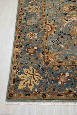8x10 Blue Modern Persian Rug Oushak Turkish Design Hand Knotted Hand Spun Wool Rug