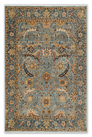 8x10 Blue Modern Persian Rug Oushak Turkish Design Hand Knotted Hand Spun Wool Rug