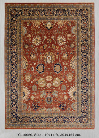 10x14 Red Blue Persian Reproduction Tabriz High Density Premium Quality Hand Knotted Soft Wool Rug I G-10680