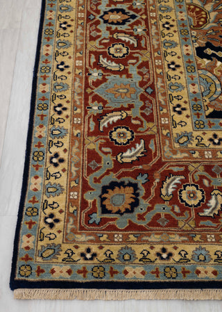 Navy Red Persian Tabriz Fine Density Hand Knotted Wool Rug, Classic Decor-10682