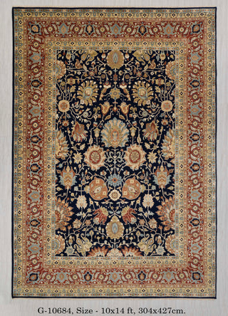 10x14 Navy Red Persian Reproduction High Density Premium Quality Hand Knotted Soft Wool Rug I G-10684