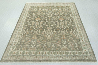 9x12 Olive Green Oushak Wool Rug