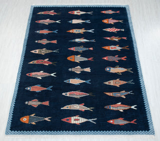 Marina Hand Knotted Fish Pattern Wool Rug