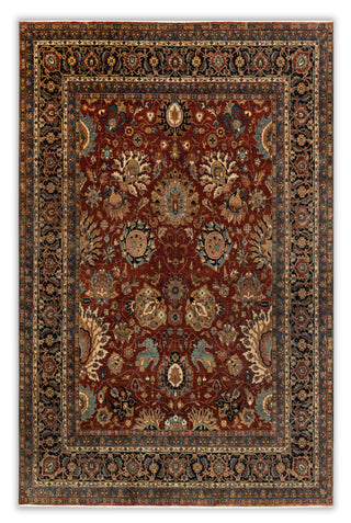 8x9 Red & Navy High Quality Traditional Handknotted Oriental Rug